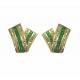 Chevron Design Emerald and Diamond Earrings 18159