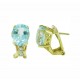 Oval Shape Blue Topaz and Diamond Earrings 18861