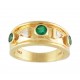 Round Emerald and Trillion Cut Diamond Ring 15434
