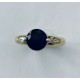 Round Sapphire and Baguette Diamond Ring 15731