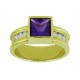 Square Amethyst and Diamond Ring 15508