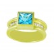 Square Blue Topaz and Diamond Ring 15516