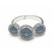 Three Stone Blue and White Diamond Cluster Ring 25405