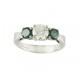 Three Stone White and Green Diamond Ring 15666