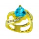 Trillion Cut Blue Topaz and Diamond Ring 17934