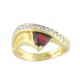 Trillion Cut Garnet and Diamond Ring 17949