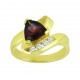 Trillion Cut Rhodolite Garnet and Diamond Ring 17947
