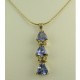 Trillion Cut Three Stone Tanzanite and Diamond Pendant 17995