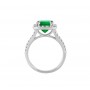 Emerald Cut Emerald and Diamond Halo Ring Front 24101