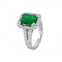 Emerald Cut Emerald and Diamond Halo Ring Side 24101