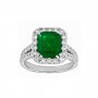 Emerald Cut Emerald and Diamond Halo Ring Top 24101