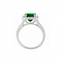 Emerald Cut Green Tourmaline and Diamond Ring Front 24100